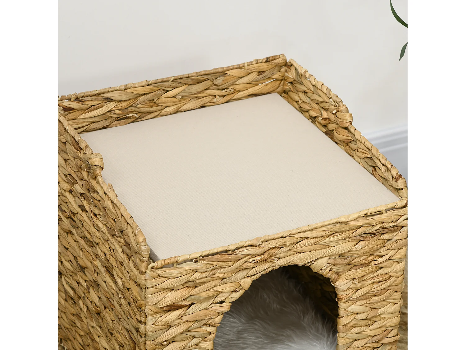 Panier chat lit chat cosy grand confort dim. Ø 37 x 41H cm coussins doux inclus jacinthe d'eau