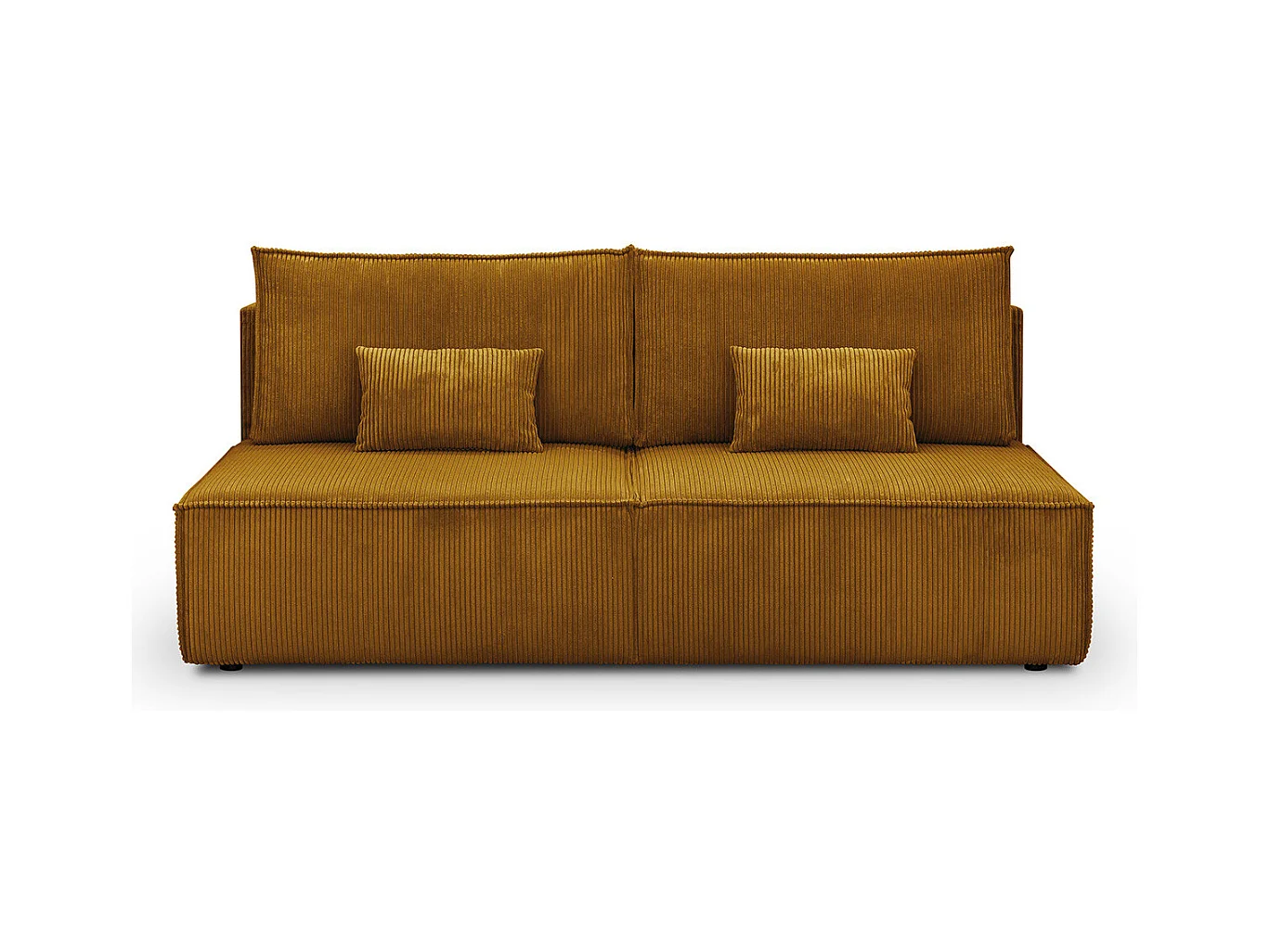 Canapé convertible 3 places avec coffre de rangement en velours côtelé jaune moutarde - Milla