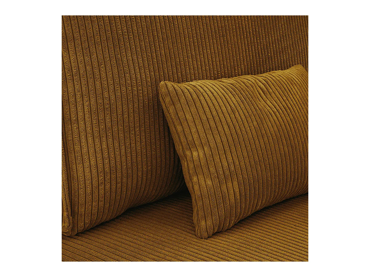 Canapé convertible 3 places avec coffre de rangement en velours côtelé jaune moutarde - Milla