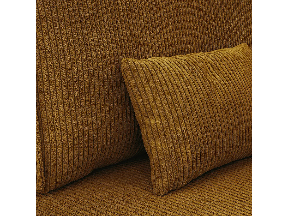 Canapé convertible 3 places avec coffre de rangement en velours côtelé jaune moutarde - Milla