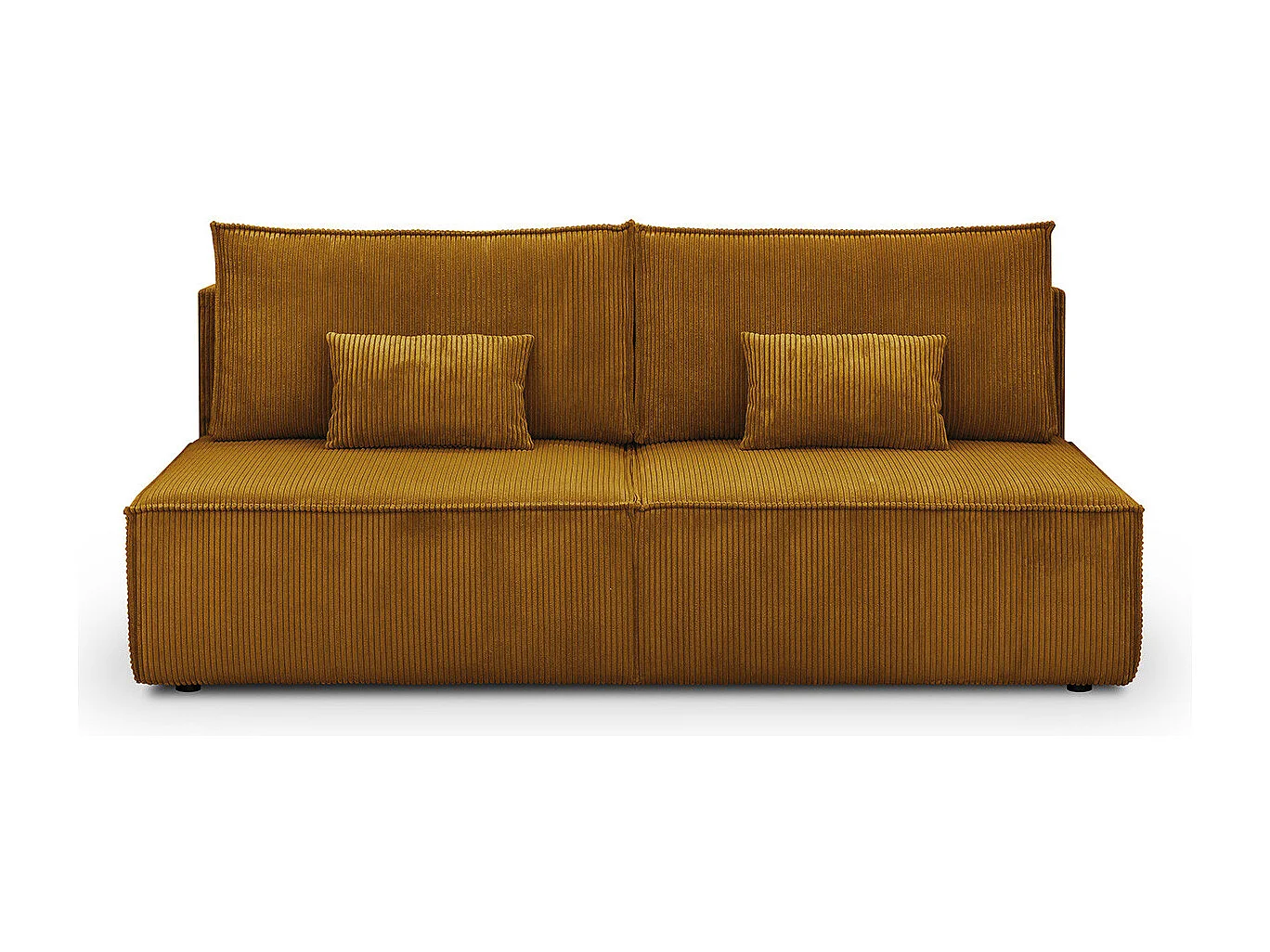 Canapé convertible 3 places avec coffre de rangement en velours côtelé jaune moutarde - Milla