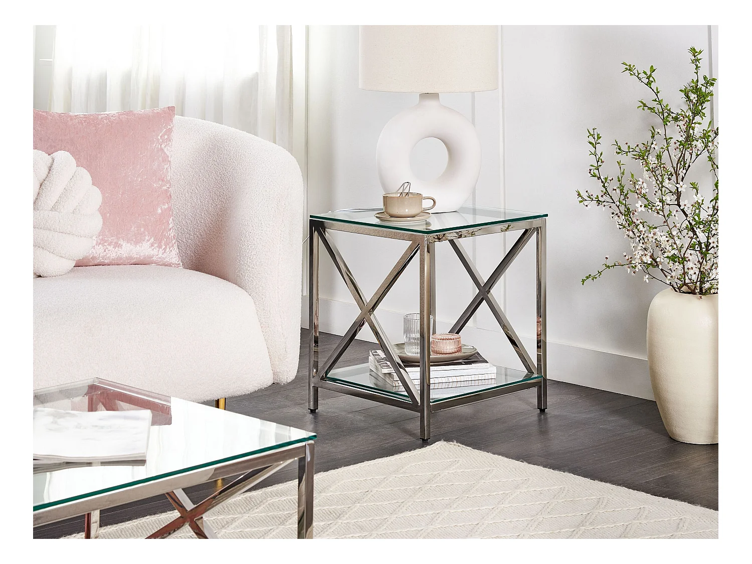 Bijzettafel AUDET Veiligheidsglas Zilver