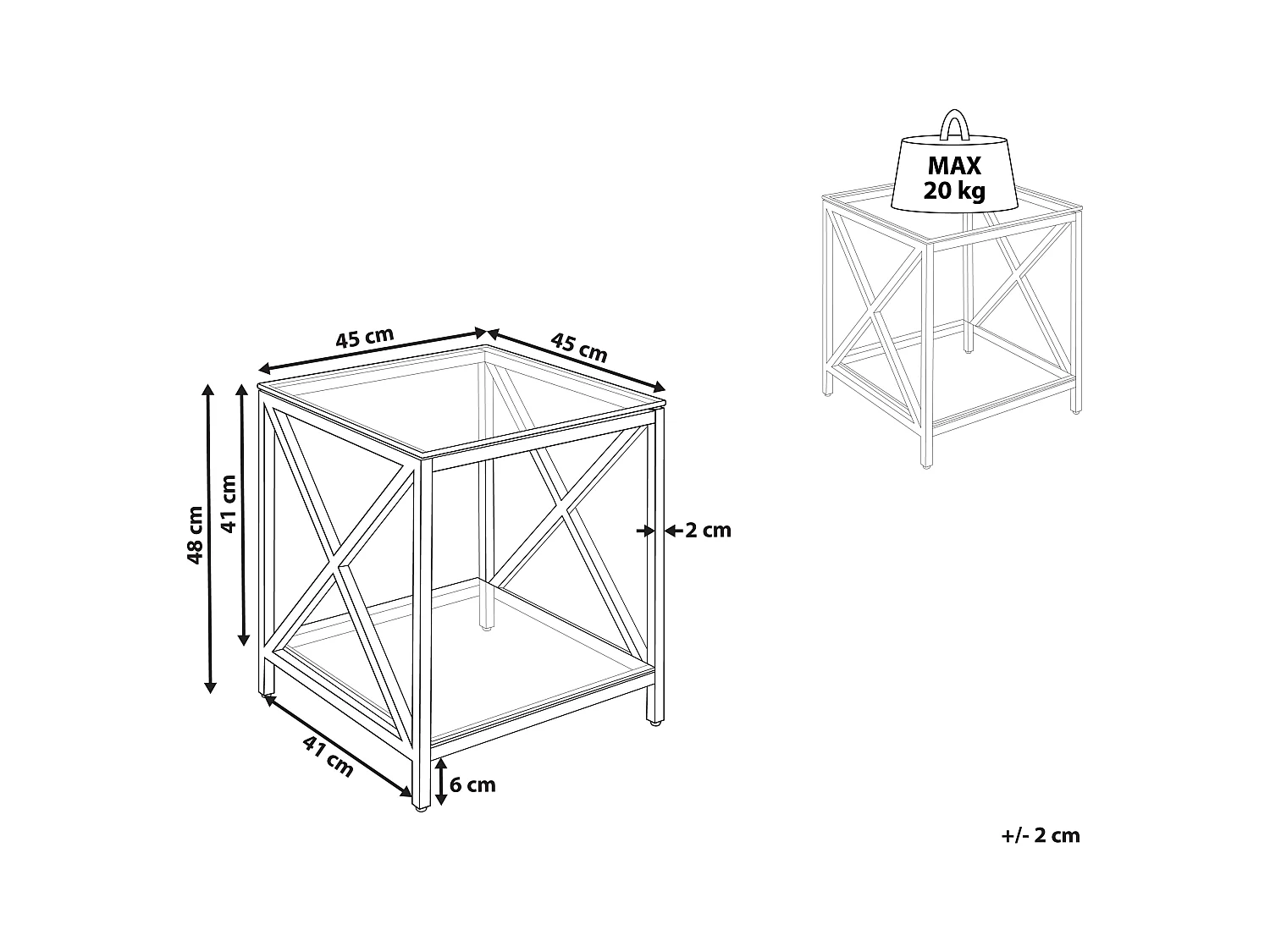 Bijzettafel AUDET Veiligheidsglas Zilver
