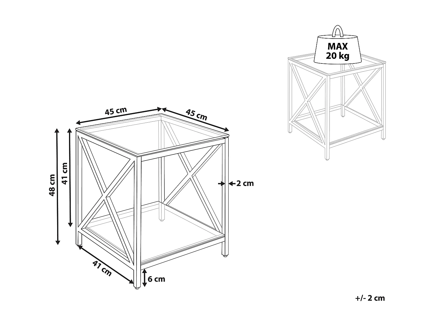 Mesa auxiliar AUDET Vidrio templado Plateado