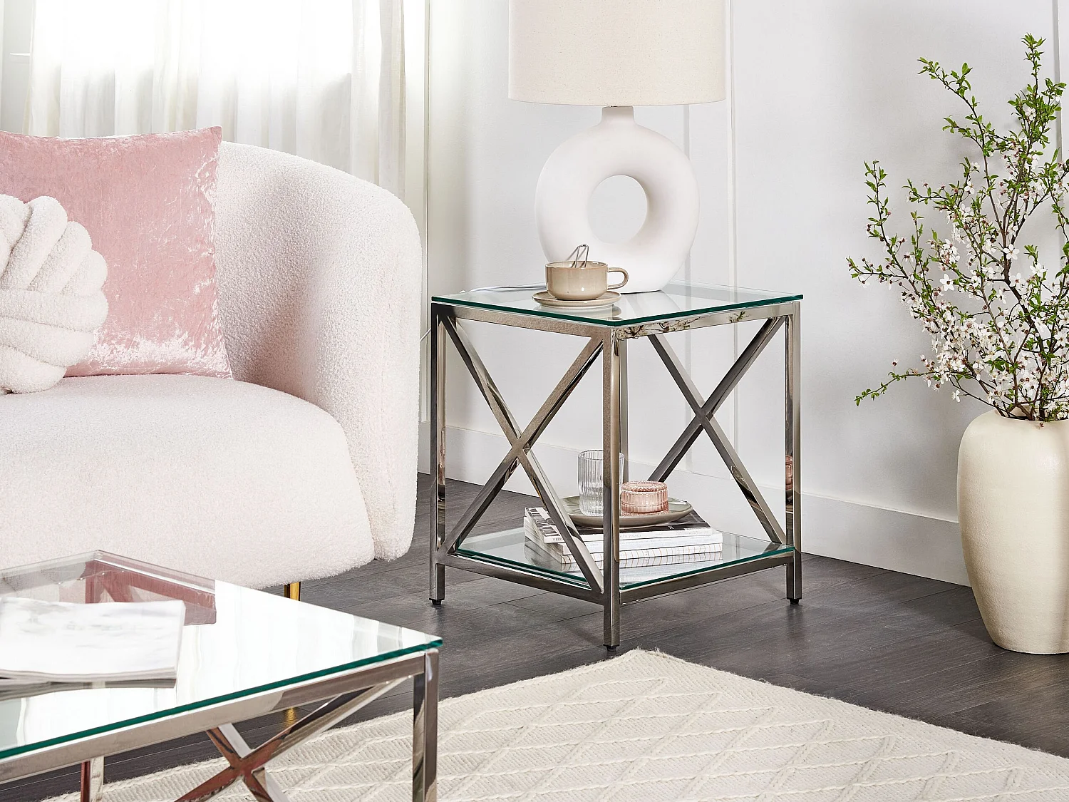 Table d'appoint AUDET Verre de sécurité Argenté