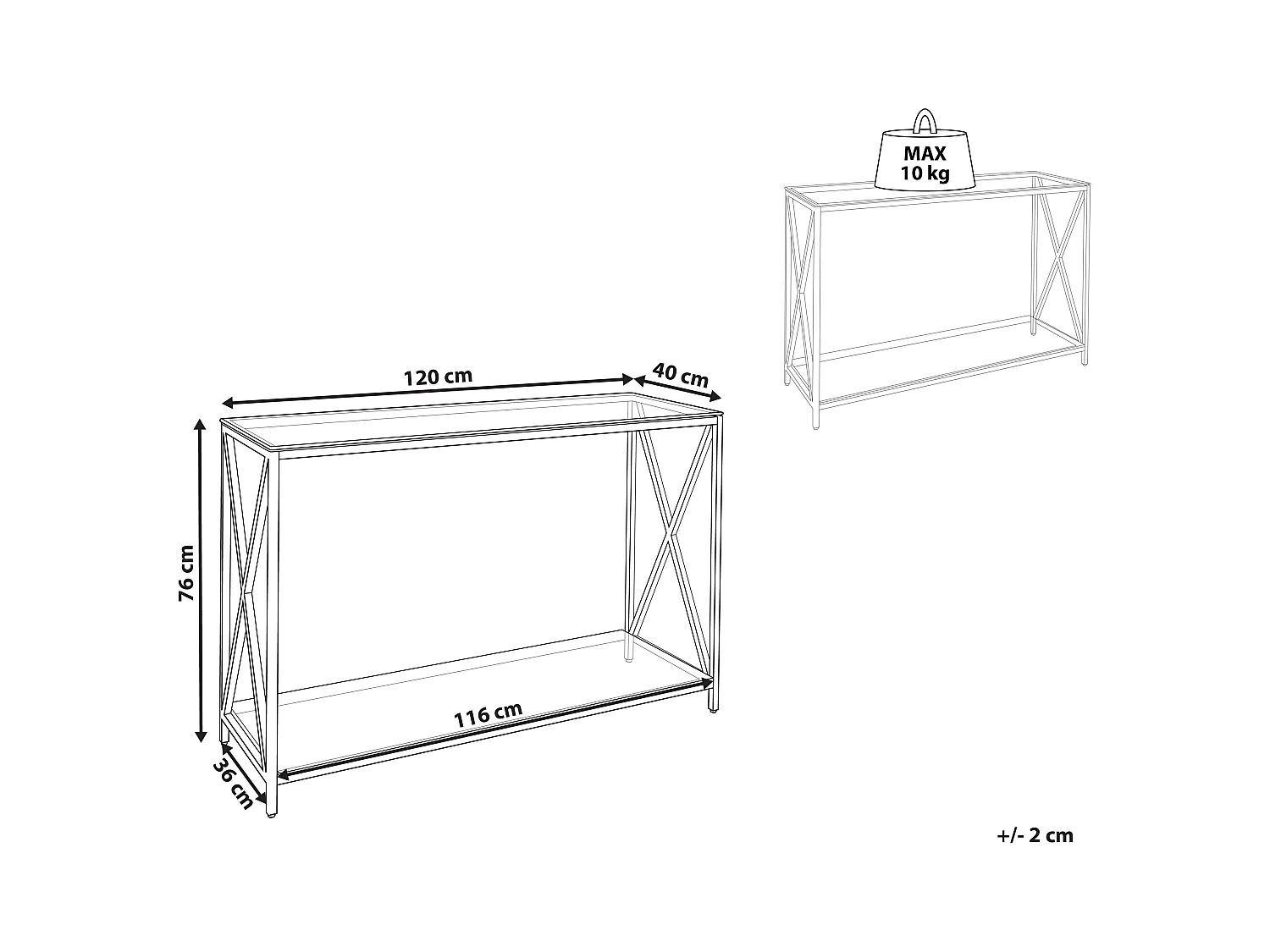 Console AUDET Verre de sécurité Argenté