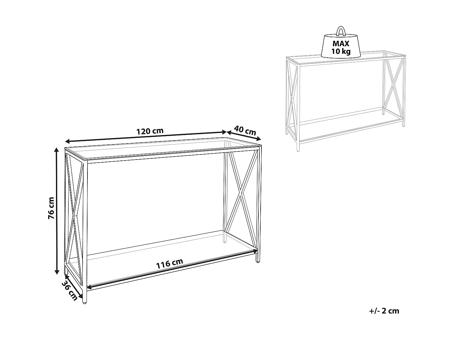 Consoletafel AUDET Veiligheidsglas Zilver