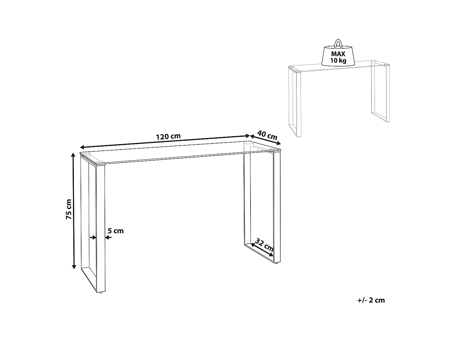 Consoletafel TILON Veiligheidsglas Zilver