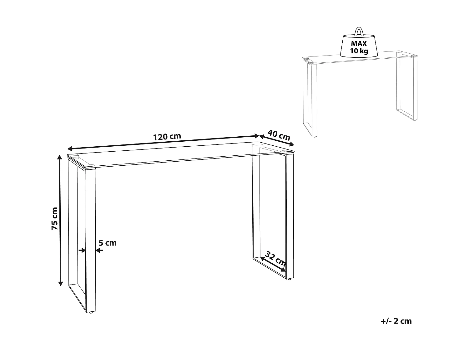 Consoletafel TILON Veiligheidsglas Zilver