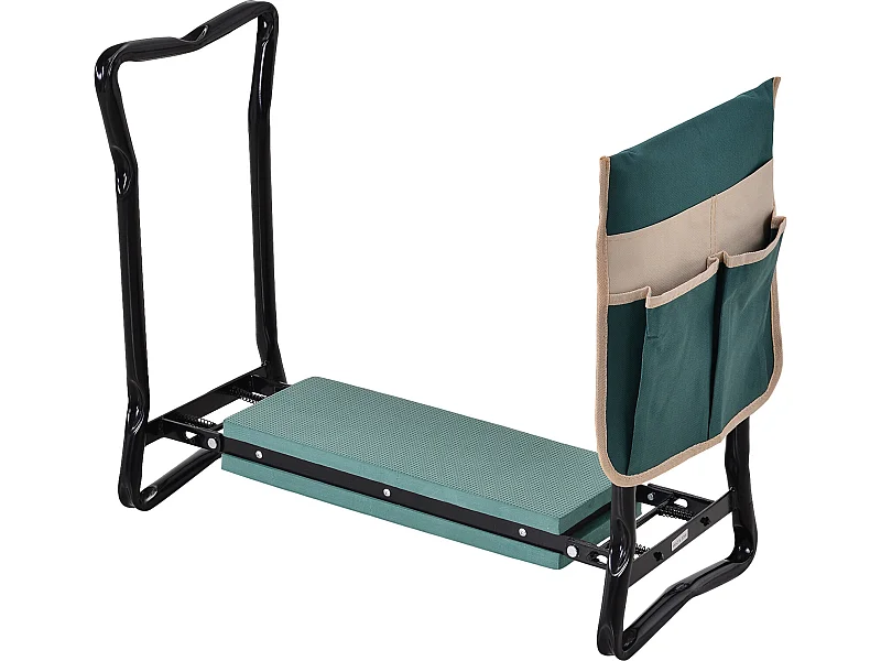 Tabouret de jardin pliable agenouilloir de jardin siège jardinage avec coussin pochette rangement outils vert