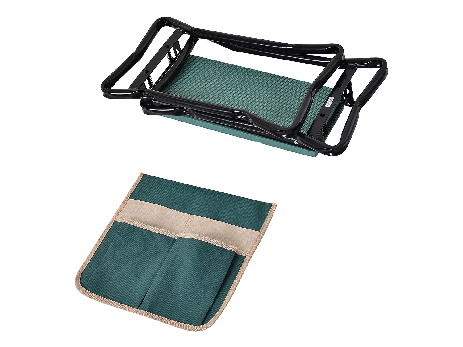 Tabouret de jardin pliable agenouilloir de jardin siège jardinage avec coussin pochette rangement outils vert