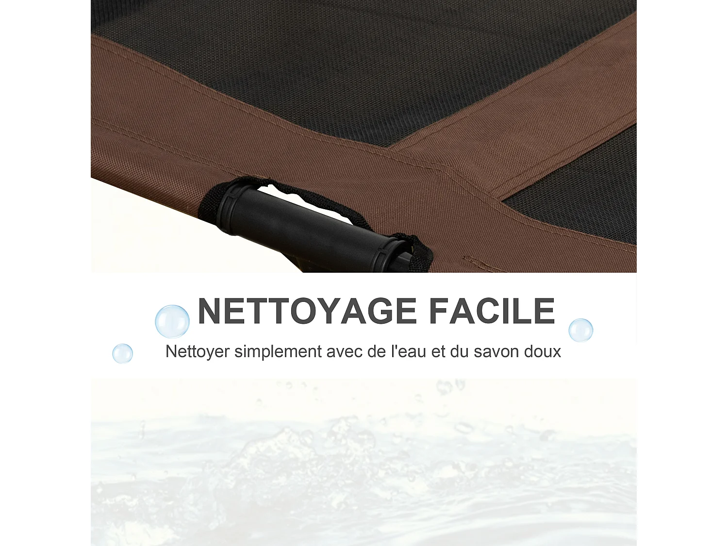 Lit sur pieds pour chien chat lit de camp animal lit surélevé Oxford textilène micro-perforé dim. 92L x 76l x 18H cm marron