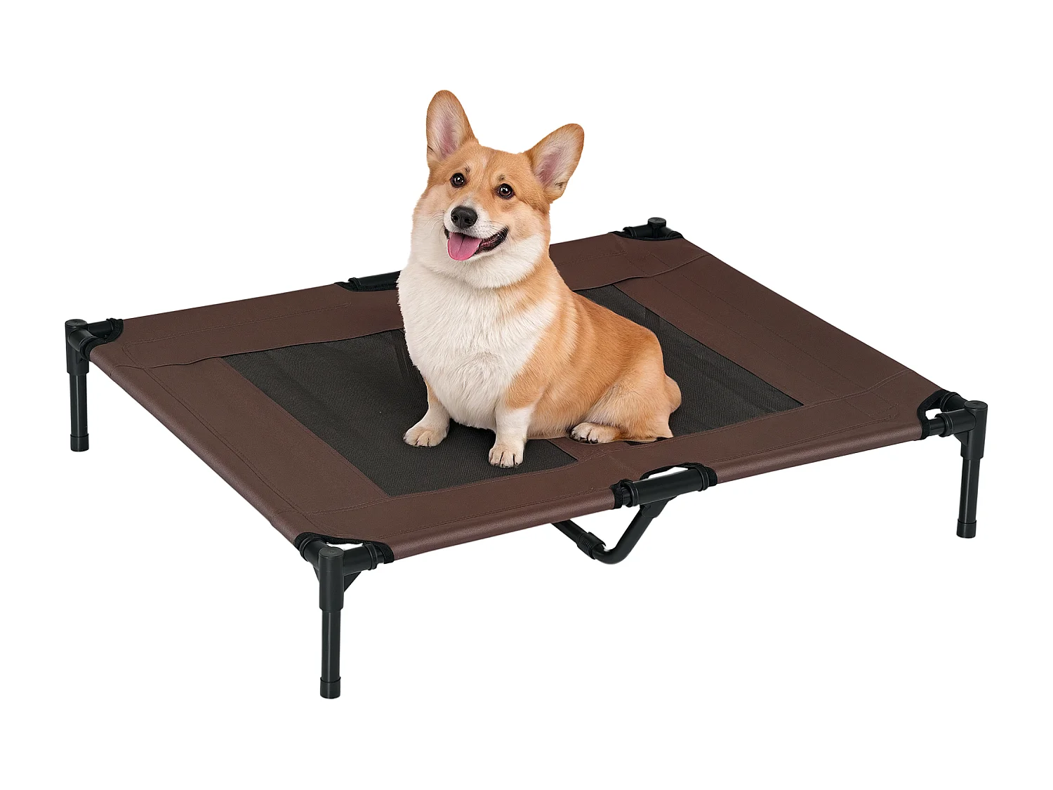 Lit sur pieds pour chien chat lit de camp animal lit surélevé Oxford textilène micro-perforé dim. 92L x 76l x 18H cm marron