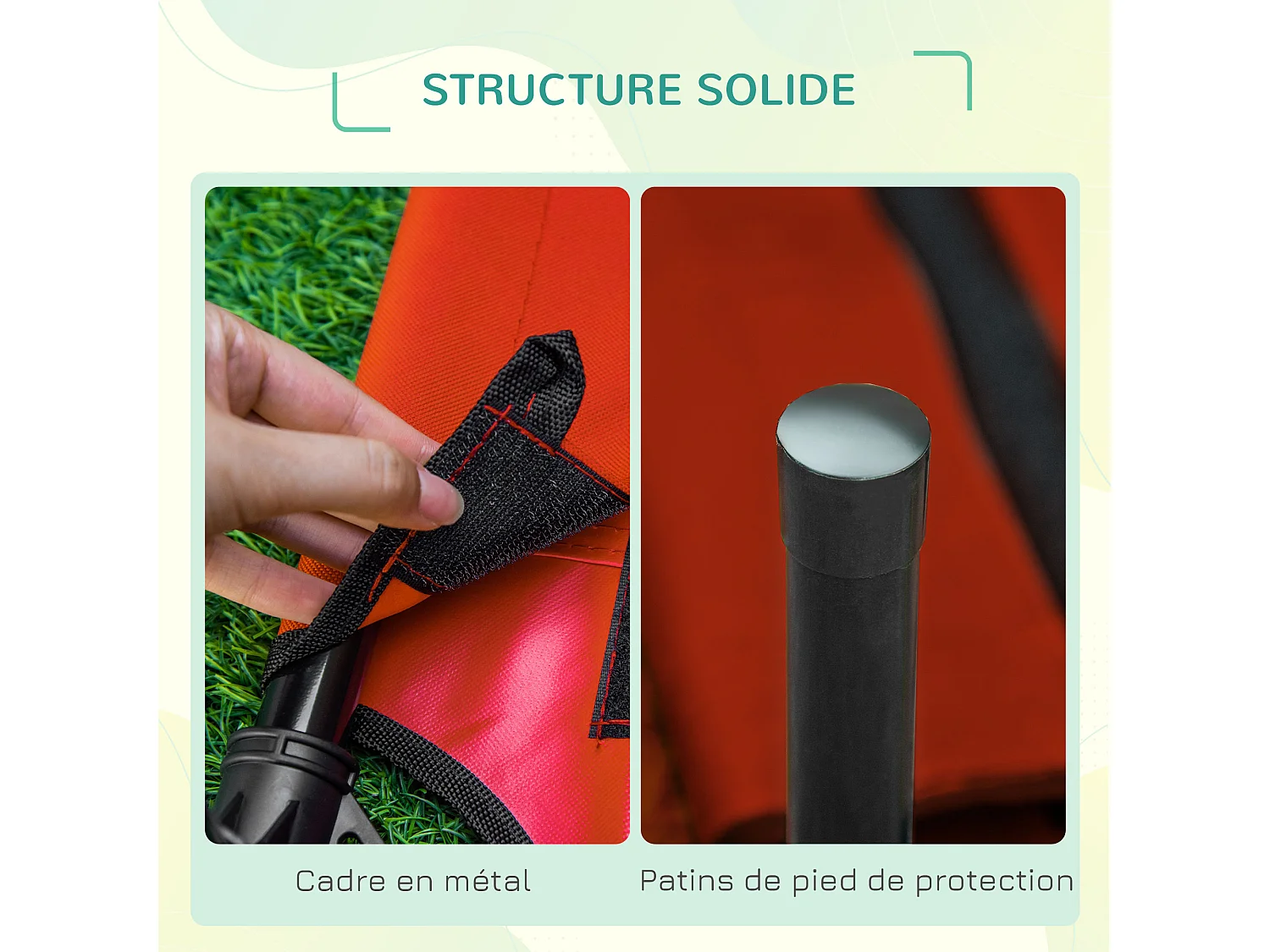 Lit surélevé pour chien chat dim. 61L x 46l x 18H cm avec sac métal époxy tissu oxford textilène micro-perforé rouge noir