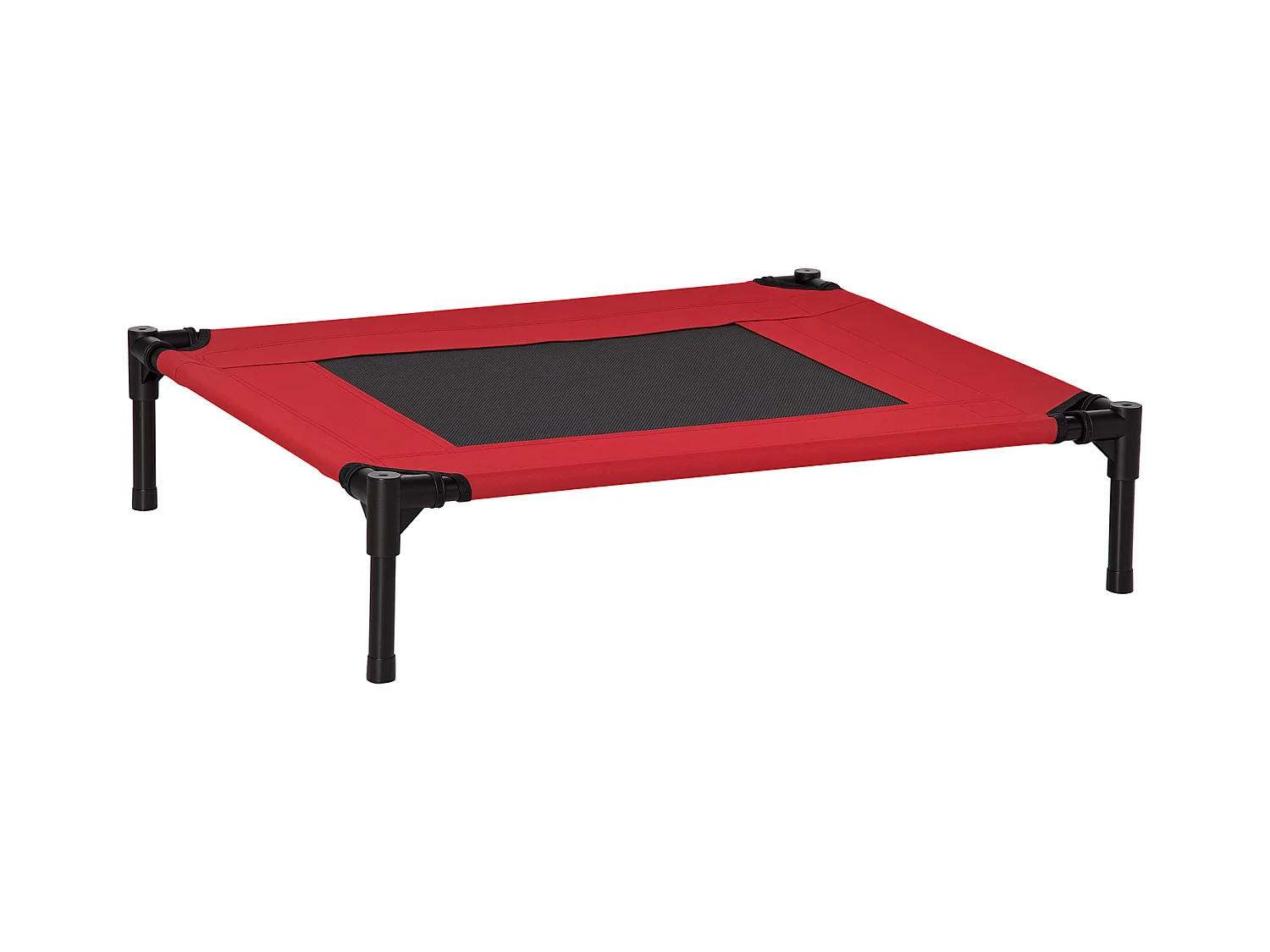 Lit surélevé pour chien chat dim. 76L x 61l x 18H cm avec sac métal époxy tissu oxford textilène micro-perforé rouge noir