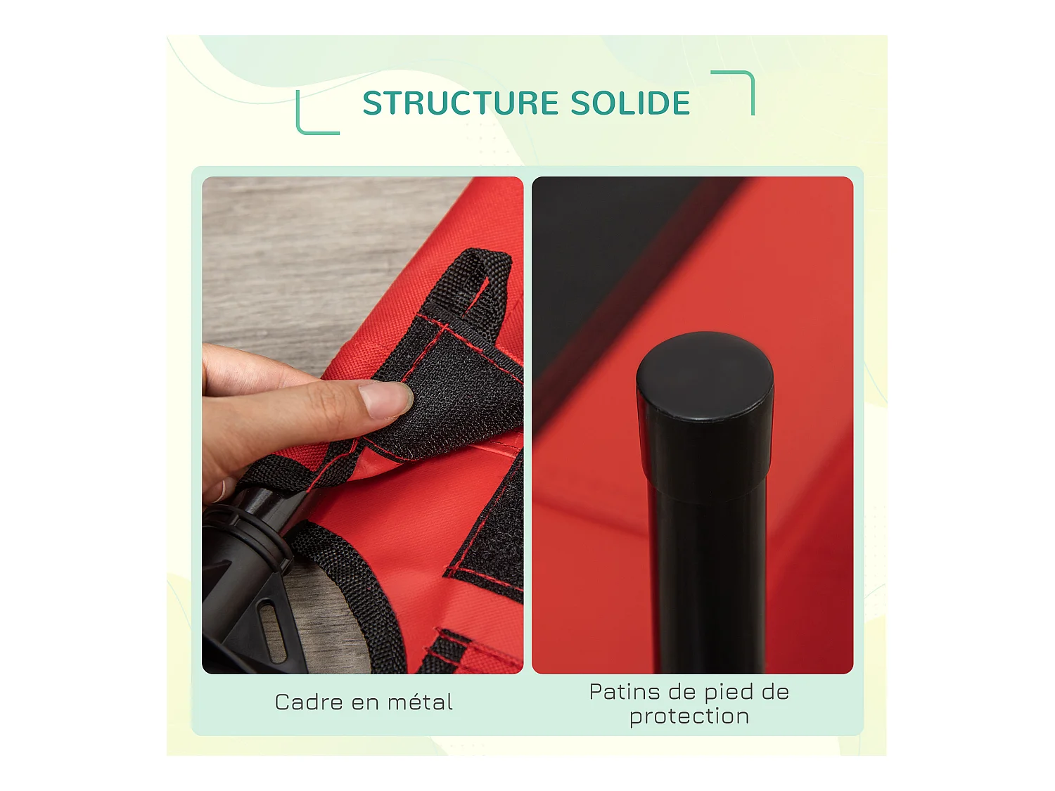 Lit surélevé pour chien chat dim. 76L x 61l x 18H cm avec sac métal époxy tissu oxford textilène micro-perforé rouge noir