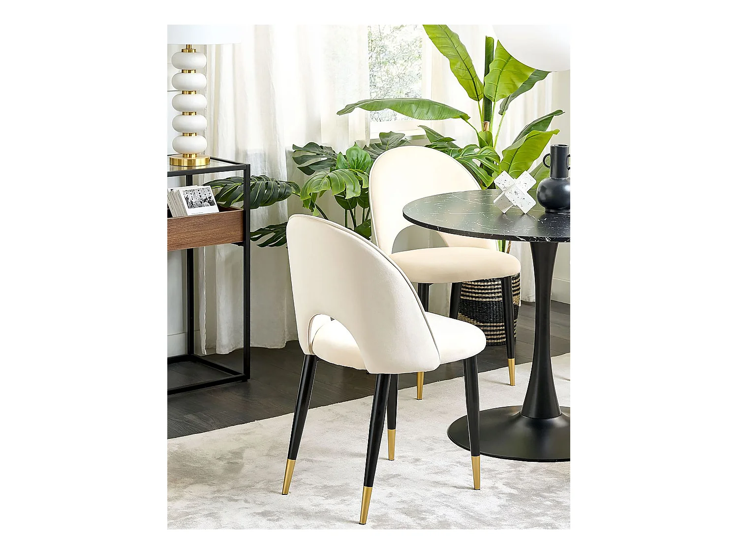 Lot de 2 chaises de salle à manger MAGALIA Velours Beige clair