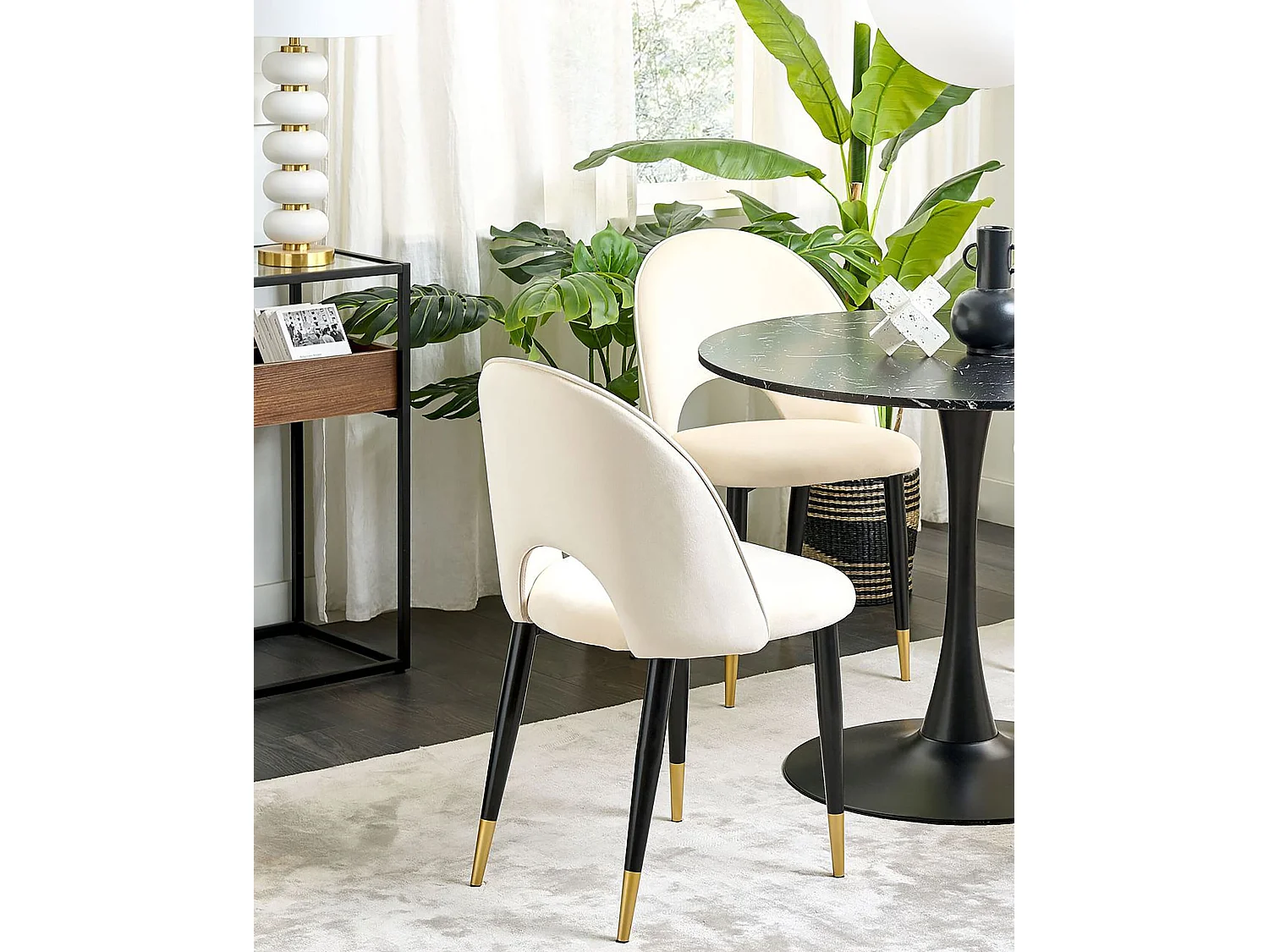 Lot de 2 chaises de salle à manger MAGALIA Velours Beige clair