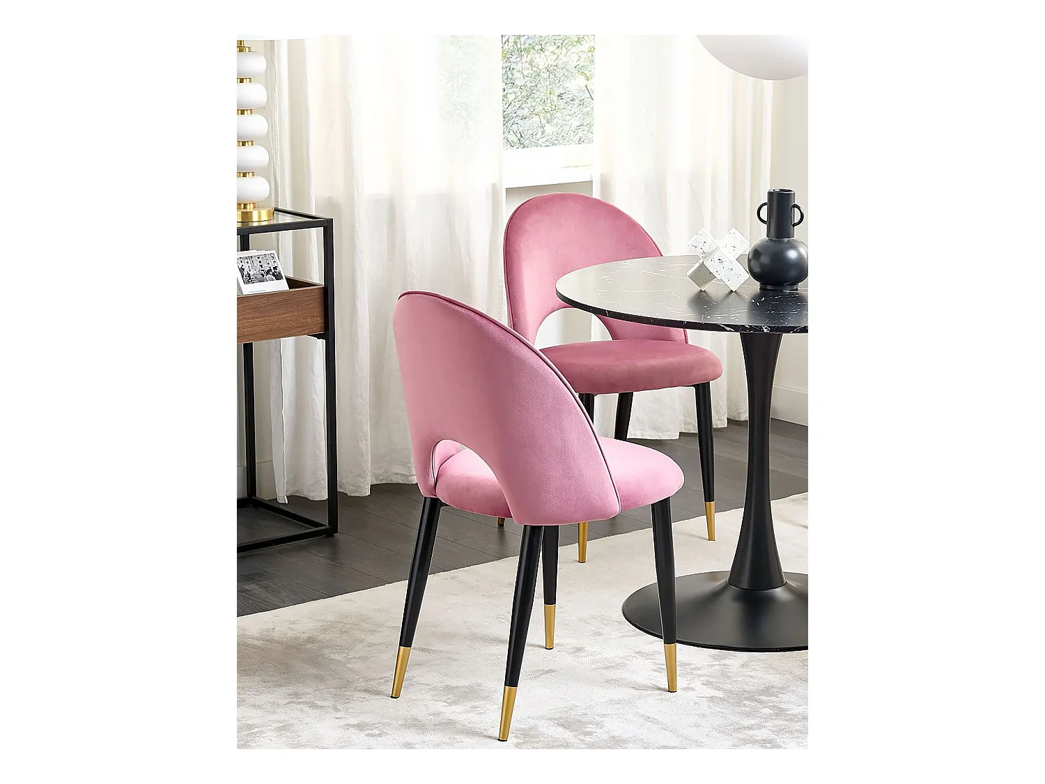 Lot de 2 chaises de salle à manger MAGALIA Velours Rose
