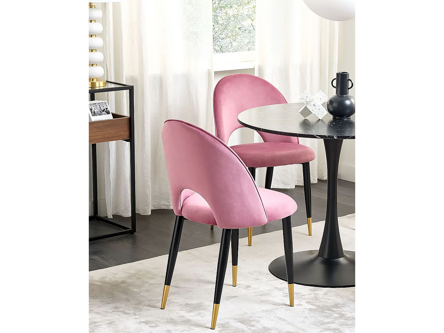 Lot de 2 chaises de salle à manger MAGALIA Velours Rose