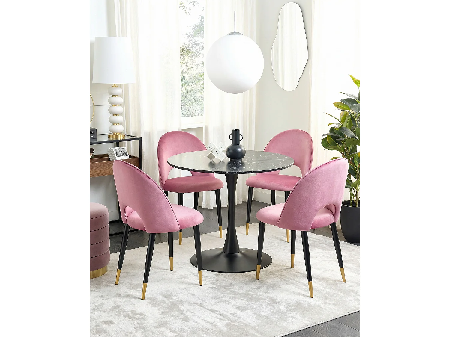 Lot de 2 chaises de salle à manger MAGALIA Velours Rose