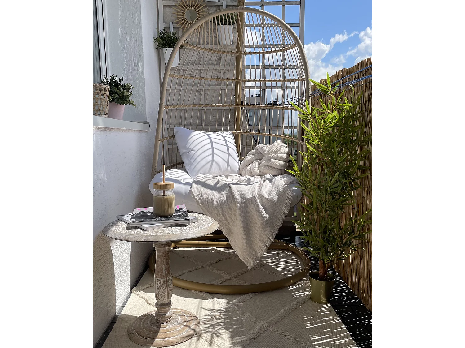 Beistelltisch JAMBIA Mango Holz Cremeweiss