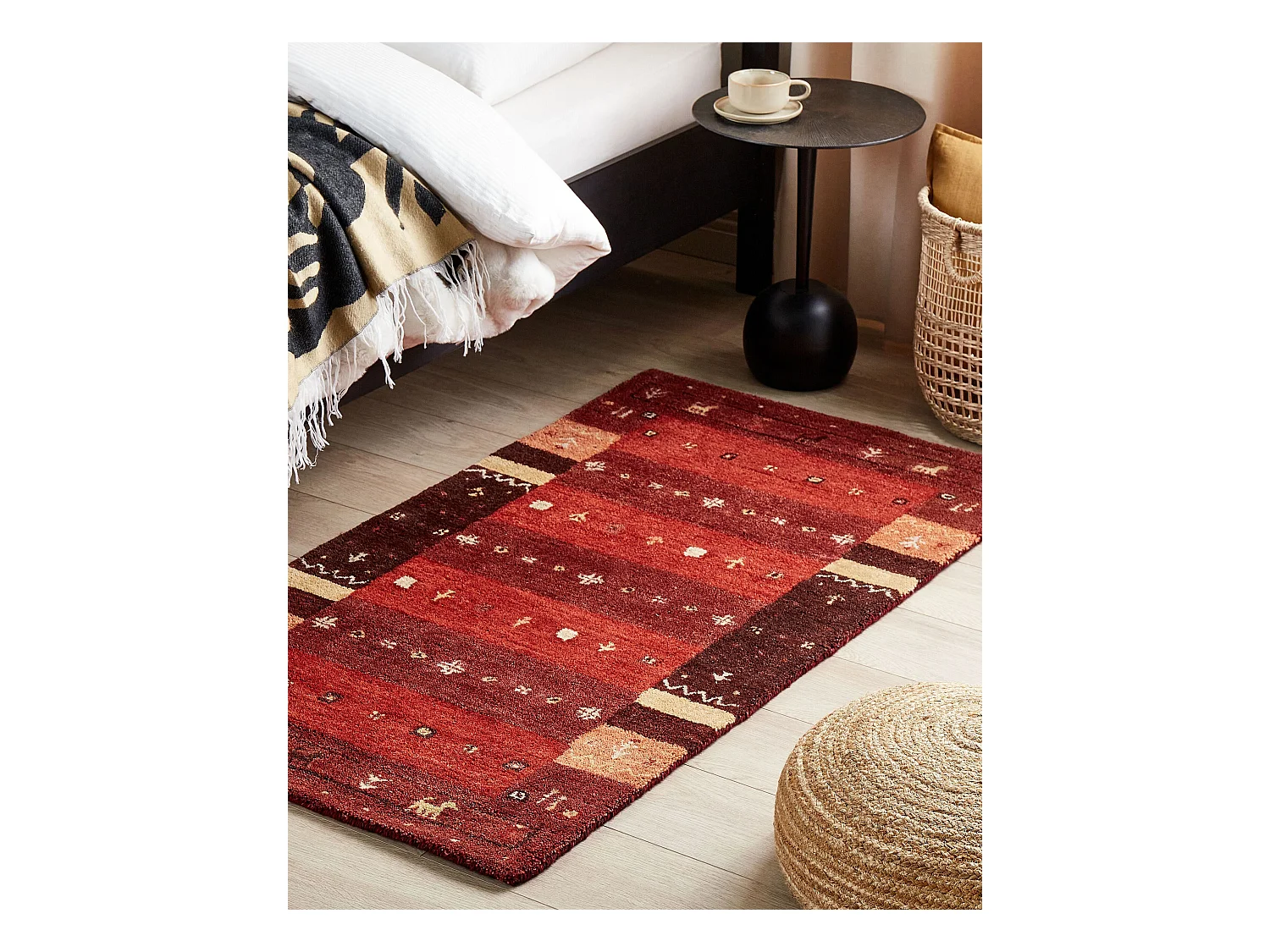 Gabbeh Teppich rot dunkelrot 80 x 150 cm Hochflor mit Muster weich handgetuftet Sinanli