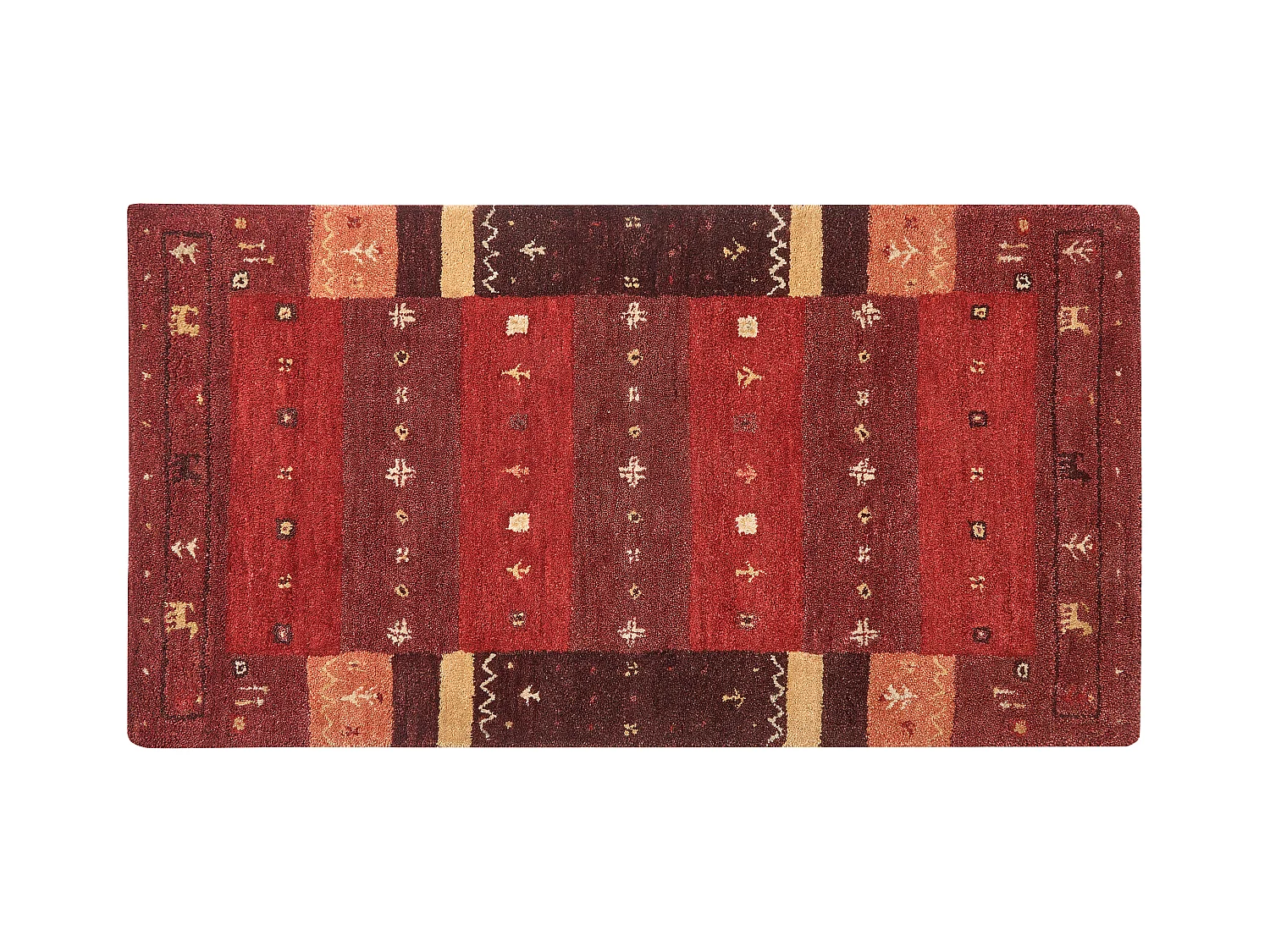 Gabbeh Teppich rot dunkelrot 80 x 150 cm Hochflor mit Muster weich handgetuftet Sinanli