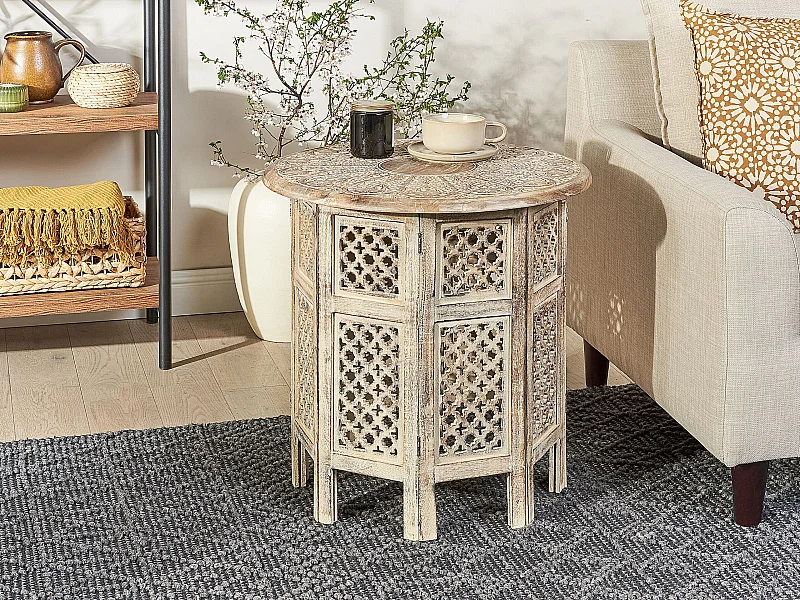 Stolik pomocniczy SANTRA Drewno mango Jasnobrązowy