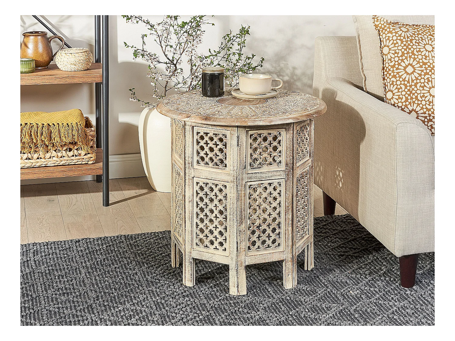 Table d'appoint SANTRA Bois de manguier Marron clair