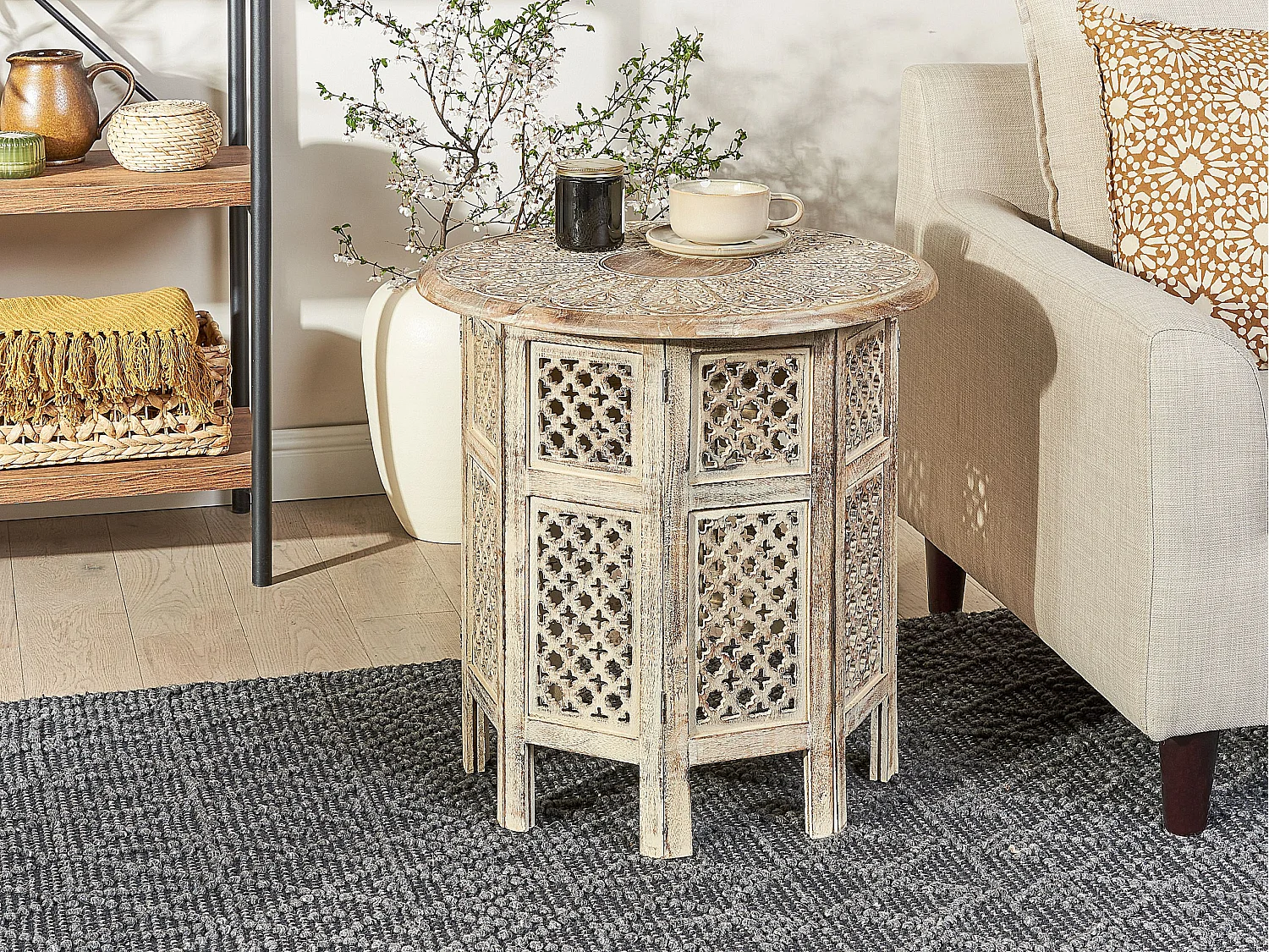 Table d'appoint SANTRA Bois de manguier Marron clair