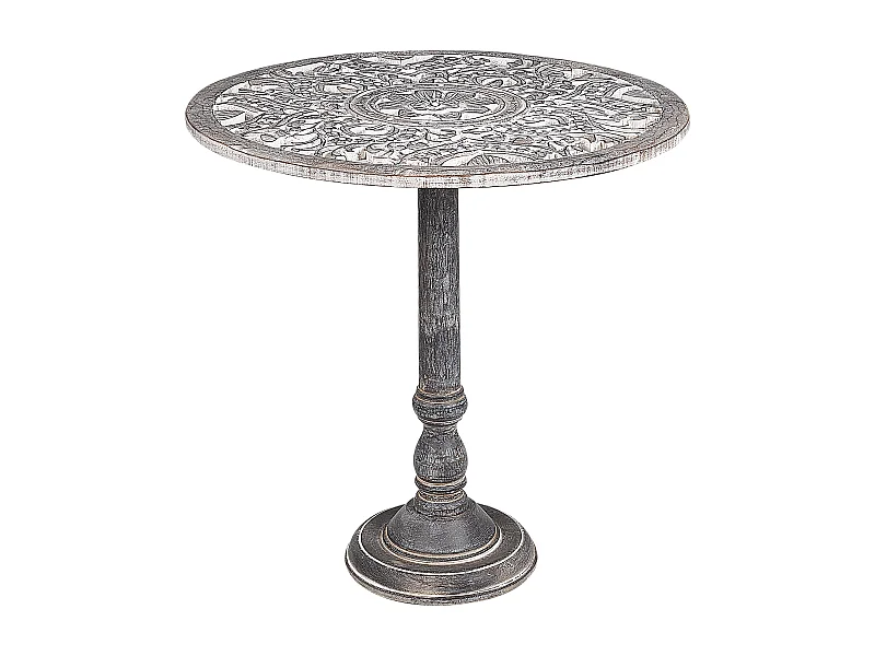 Beistelltisch grau / gold rund ⌀ 61 cm mit Säulenfuß Antik Optik Klassich Napara