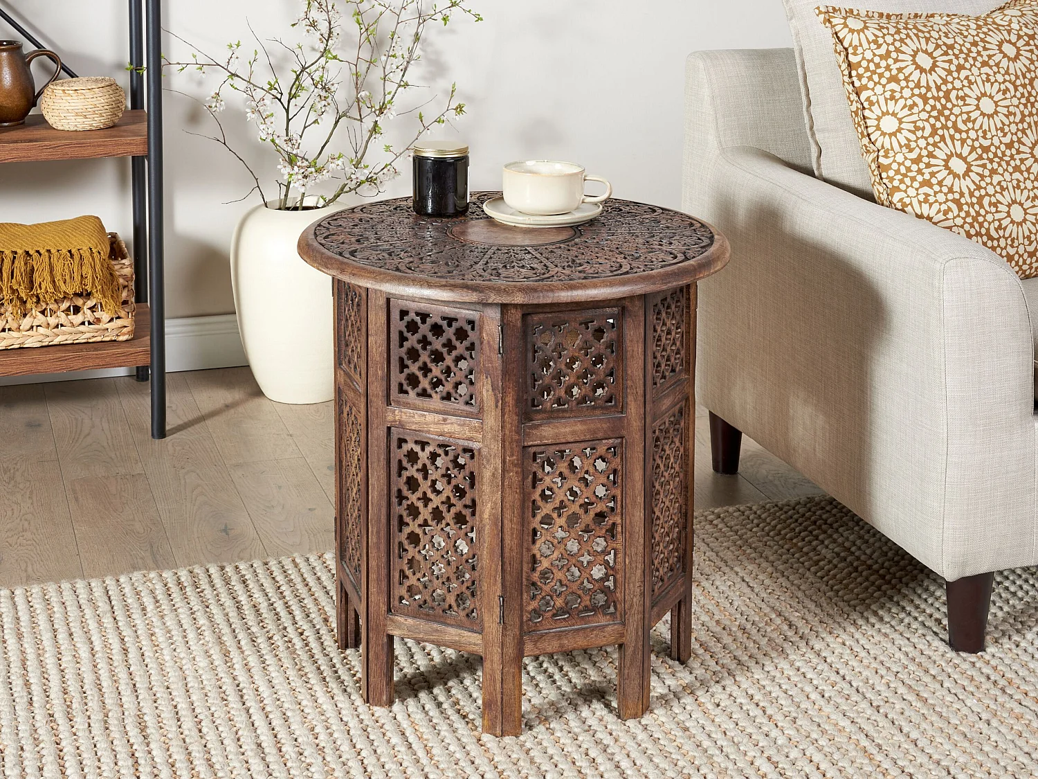 Table d'appoint KUMALI Bois de manguier Marron