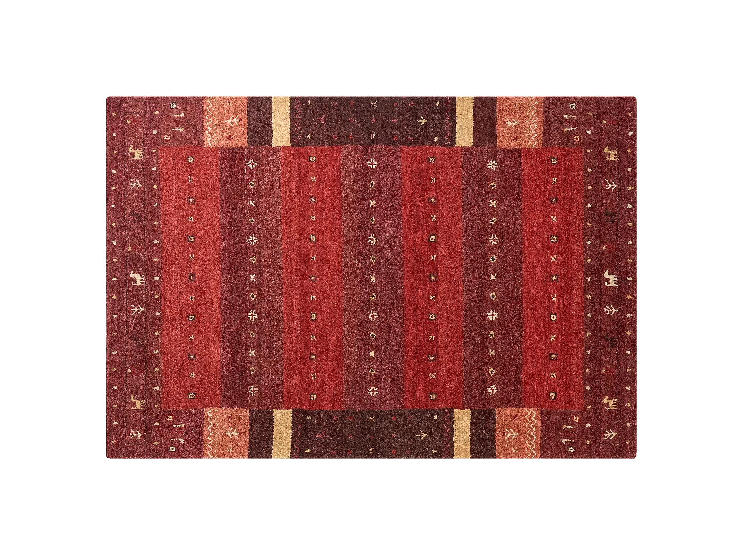 Tapis gabbeh en laine rouge 140 x 200 cm SINANLI
