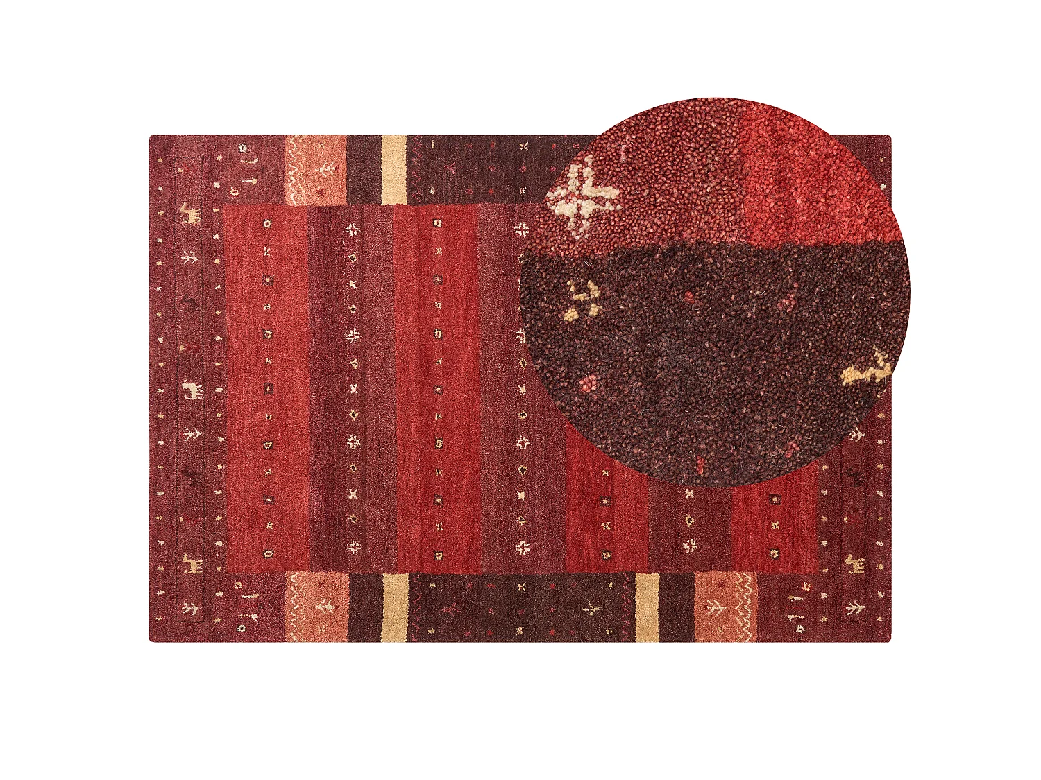 Tapis gabbeh en laine rouge 140 x 200 cm SINANLI