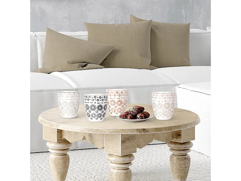 Coffret 4 Tasses 25cl Mirage Gris, Bleu, Beige, Jaune