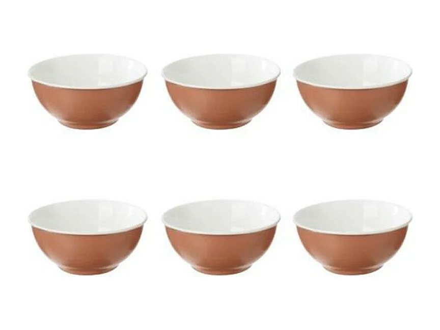 Lot de 6 Bols en Porcelaine "Nature" 52cl Terracotta
