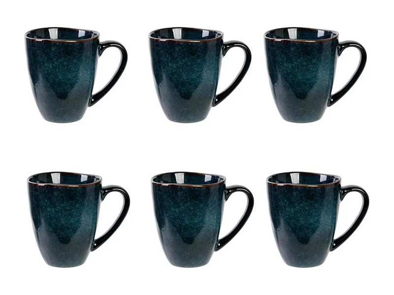 Lot de 6 Mugs "Au Grès du Temps" 12cm Bleu