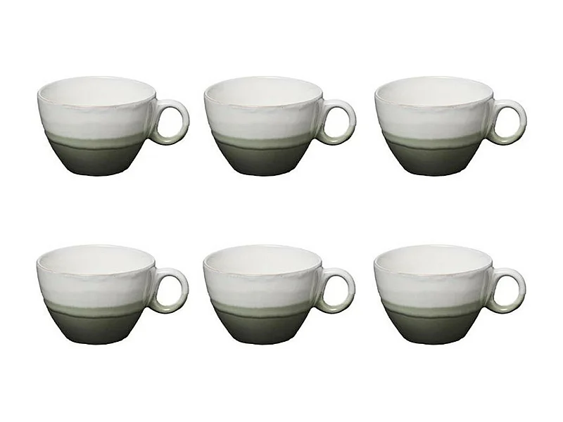 Lot De 6 Tasses à Café En Porcelaine 9cl - Couleur Menthe - Design Nature - Lavables Au Lave-vaisselle Et Micro-ondes