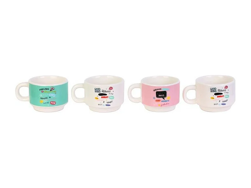Lot de 4 Tasses Empilables "Expresso" 9cm Multicolore