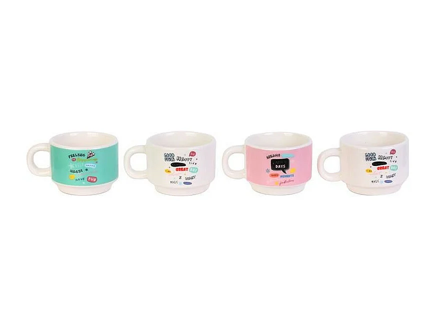 Lot de 4 Tasses Empilables "Expresso" 9cm Multicolore