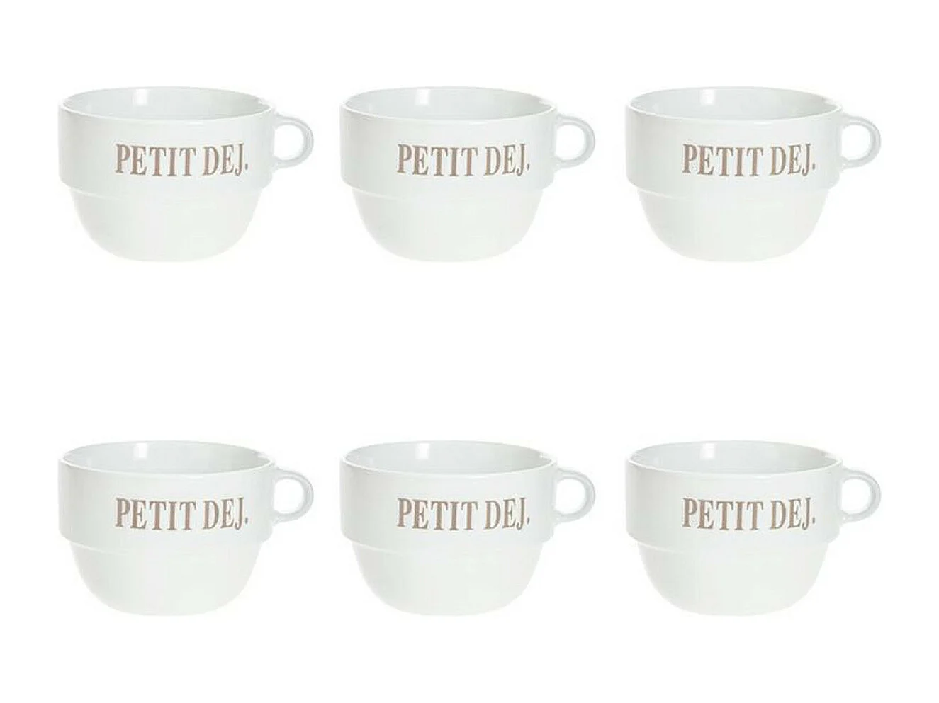 Lot de 6 Tasses en Faïence "Coloroma" 62cl Blanc