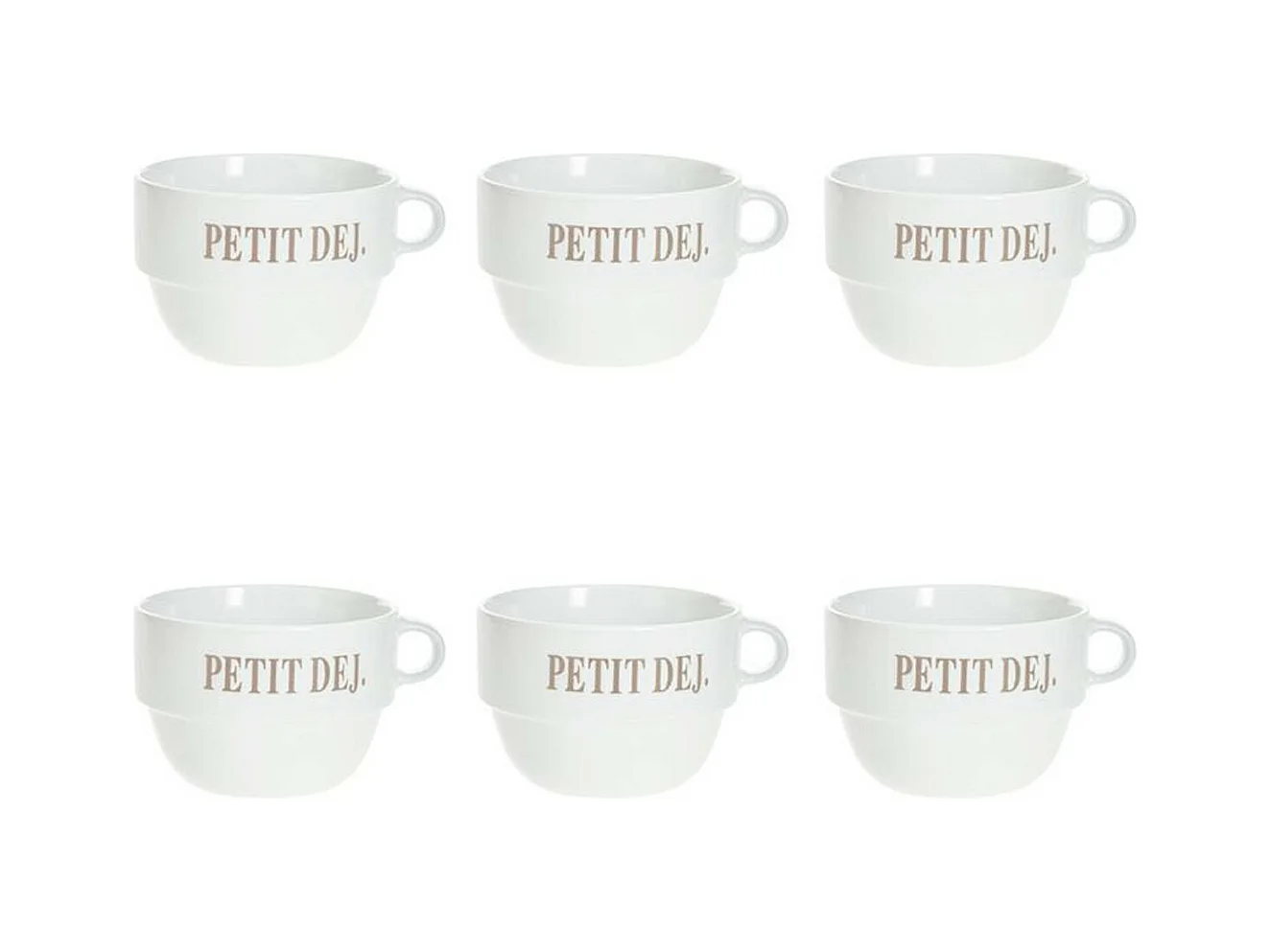 Lot de 6 Tasses en Faïence "Coloroma" 62cl Blanc