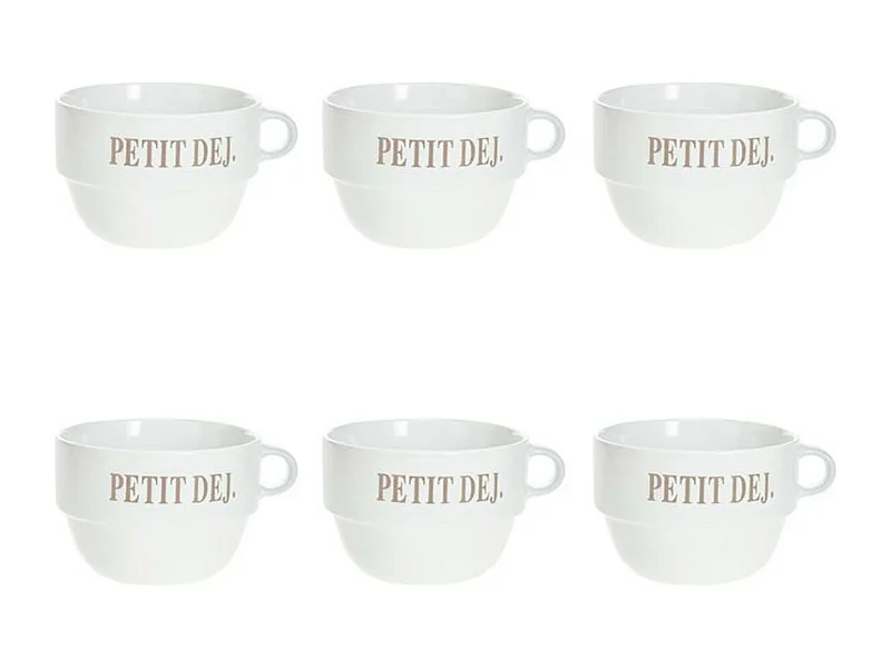 Lot de 6 Tasses en Faïence "Coloroma" 62cl Blanc