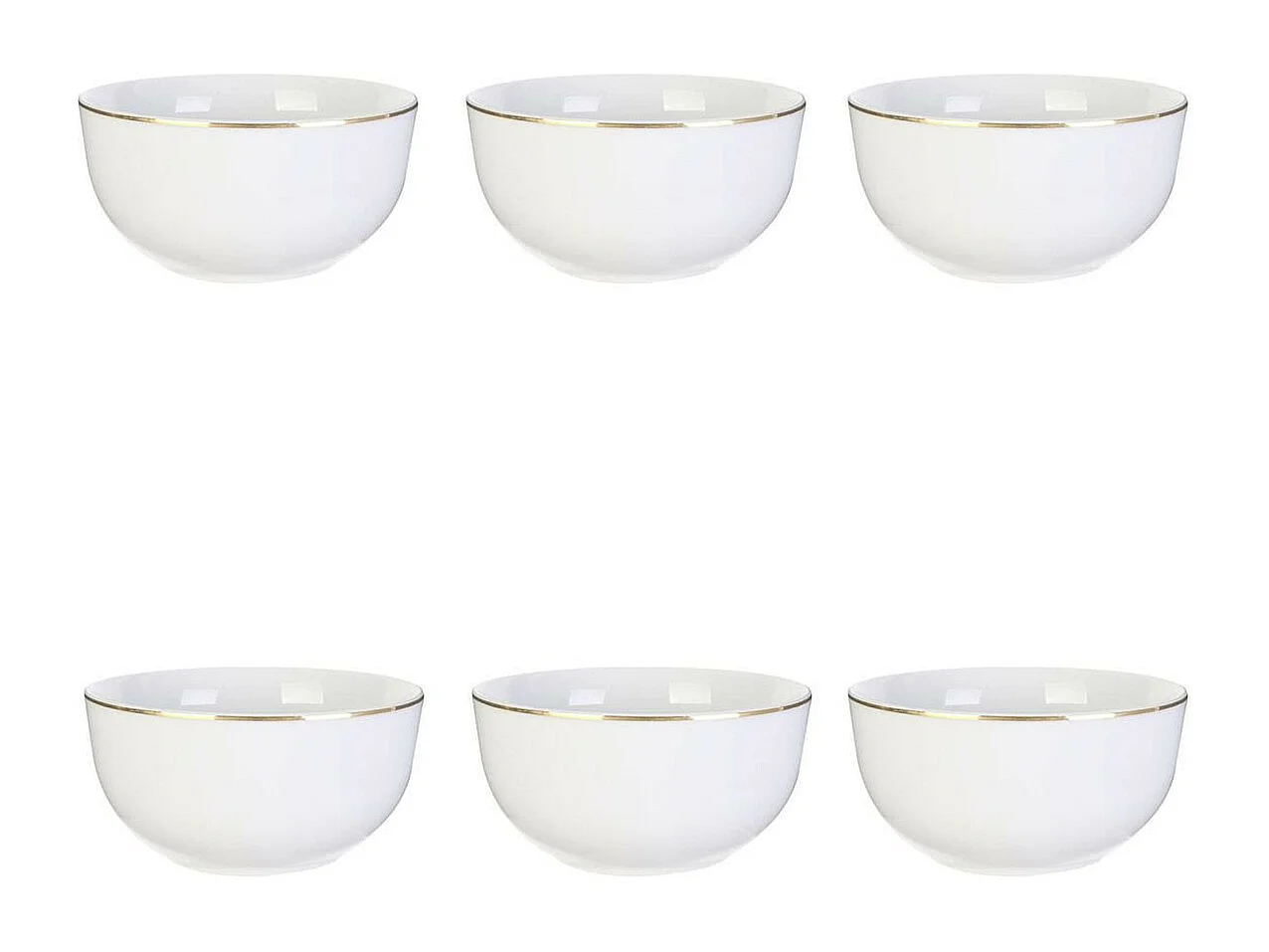 Lot de 6 Bols Déco "Liseré Doré" 14cm Blanc