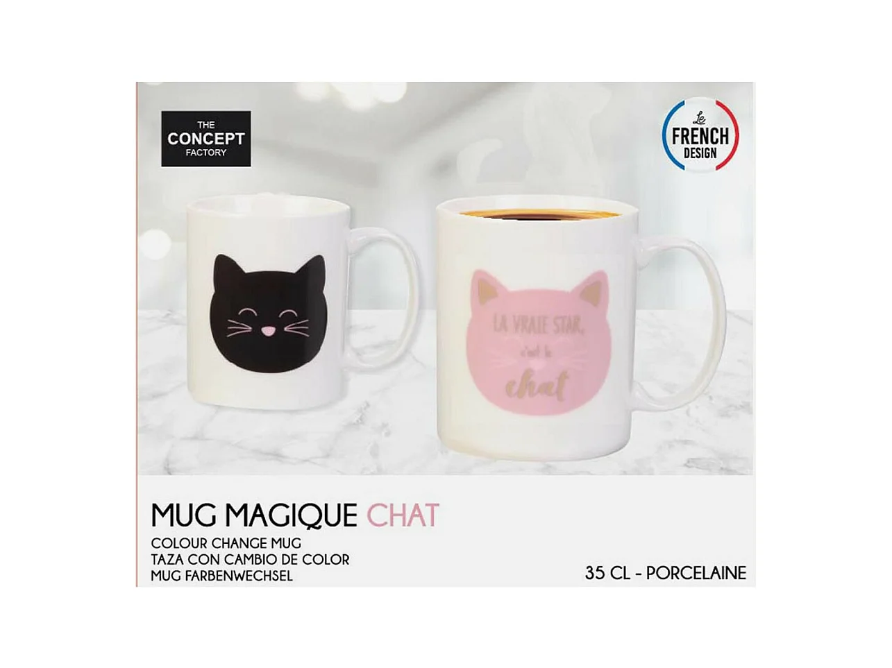 Mug Magique en Céramique "Chat" 35cl Blanc
