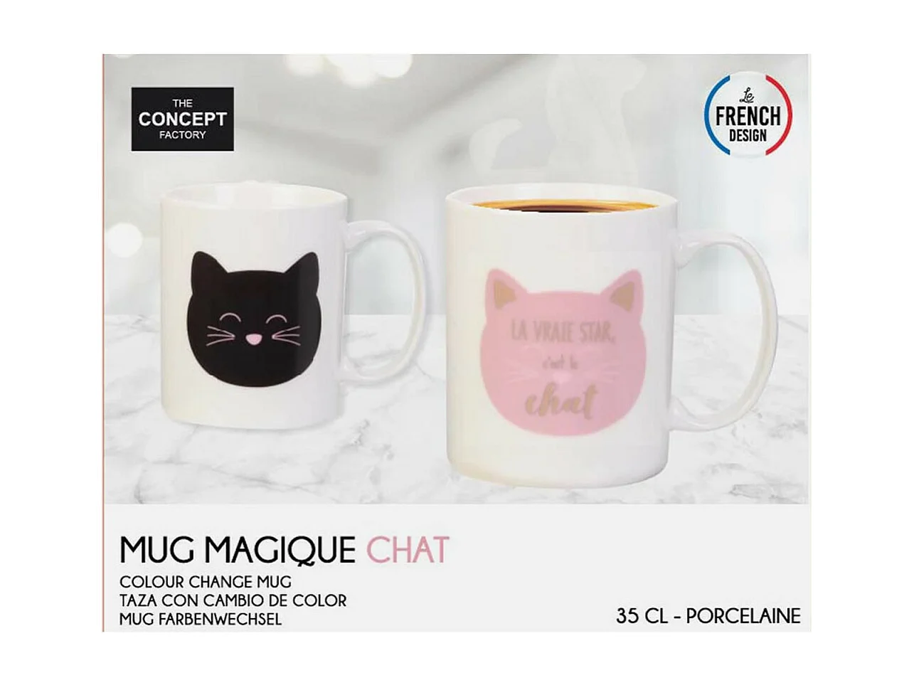 Mug Magique en Céramique "Chat" 35cl Blanc