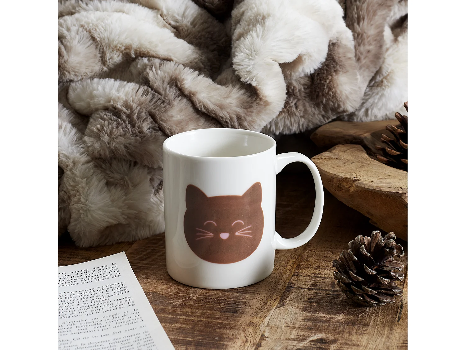 Mug Thermique Chat 30cl Noir, Rose