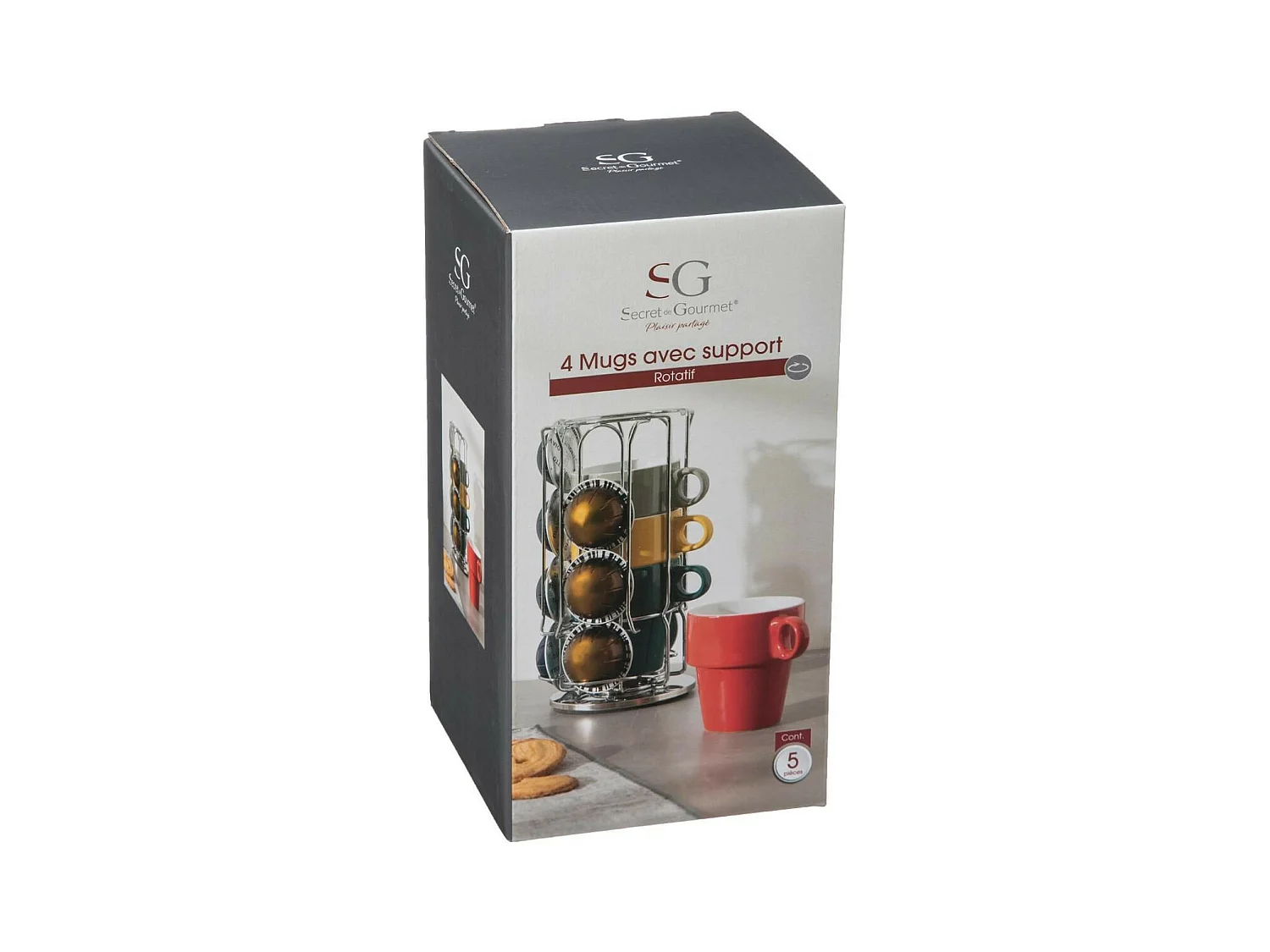 Lot de 4 Mugs & Porte Capsules "Rack" 26cl Multicolore