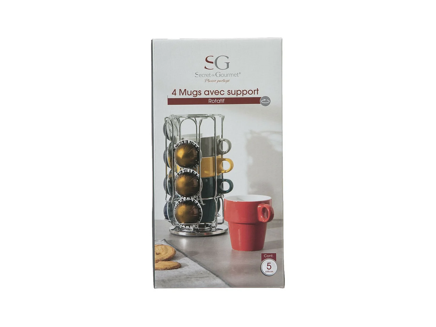 Lot de 4 Mugs & Porte Capsules "Rack" 26cl Multicolore